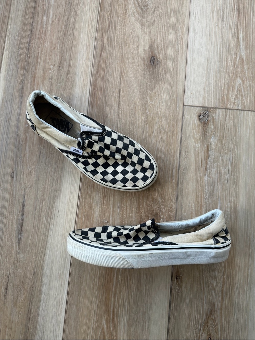 Vans Slip-On Checkerboard Loafers - Black & Cream